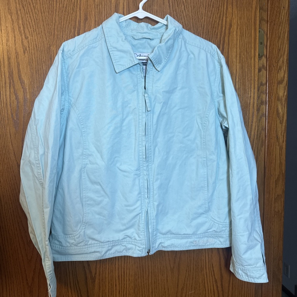 Columbia Women's XL Jacket Light‎ Blue Cotton Denim Zip Utility Spring Coat